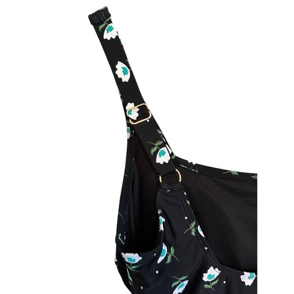 Anne Cole Square Neck Front Shirred Flattering One Piece Floral Swimsuit Size 12 - Picture 5 of 7